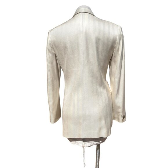 Vintage Henri Bendel Silk Cream Herringbone Blazer Women's 6 SMALL - Picture 4 of 12